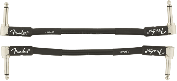 Fender Professional Series Guitar Patch Cable 2-PACK, Black, Right-Angle, 6" in