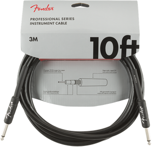 Fender Professional Series Black Guitar/Instrument Cable, Straight, 10' ft