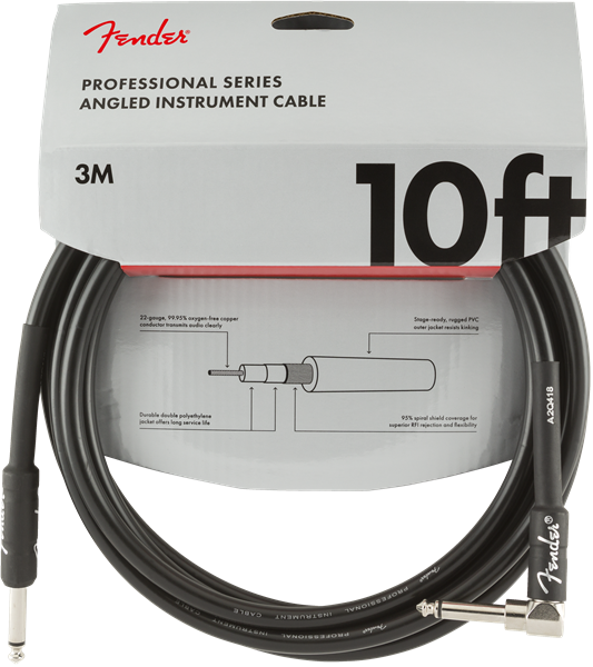 Fender Professional Guitar/Instrument Cable, Straight-Right Angle, 10' ft