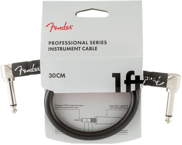 Fender Professional Series Guitar/Instrument Patch Cable, Right Angle, 1' ft