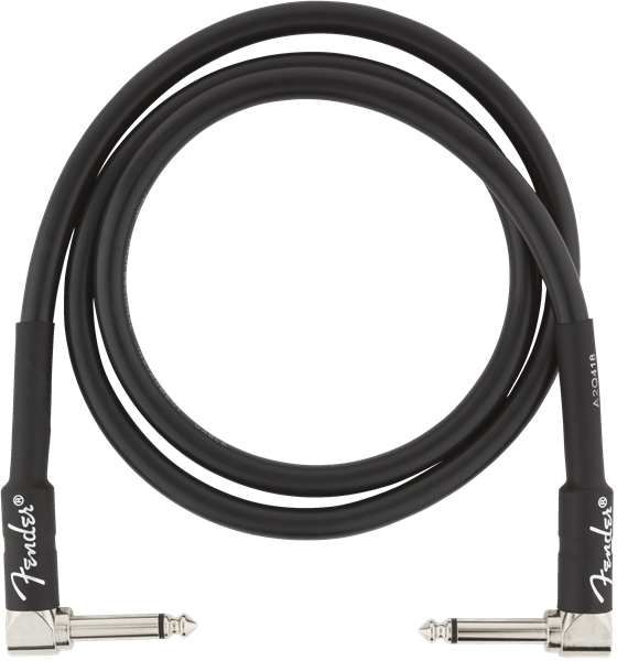 Fender Professional Series Black Guitar/Instrument Cable, Right-Angle, 3' ft