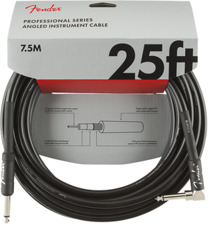 Fender Professional Guitar/Instrument Cable, Straight-Right Angle, 25' ft