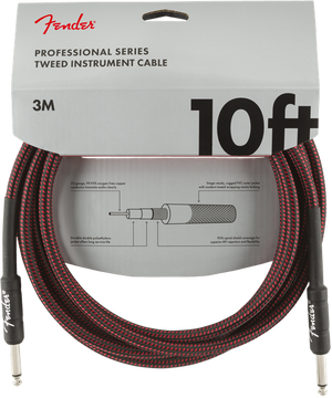 Genuine Fender Professional Series Guitar/Instrument Cable - RED TWEED - 10' ft