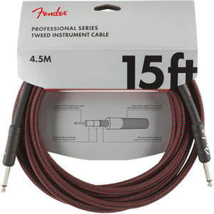Genuine Fender Professional Series Guitar/Instrument Cable - RED TWEED - 15' ft