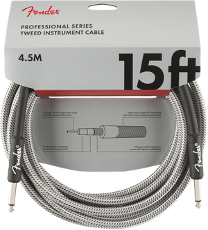 Genuine Fender Professional Series Guitar/Instrument Cable, WHITE TWEED - 15' ft