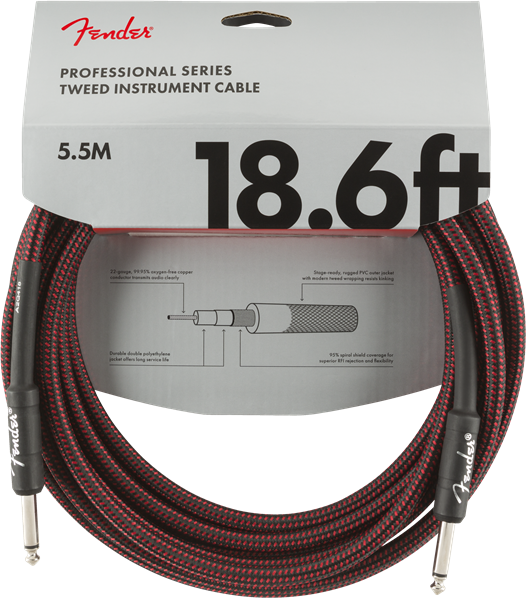 Genuine Fender Professional Series Guitar/Instrument Cable - RED TWEED - 18.6'ft