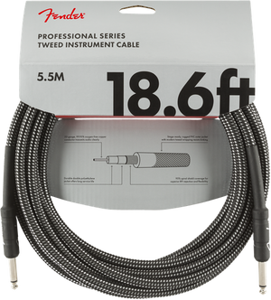 Genuine Fender Professional Series Guitar/Instrument Cable, GRAY TWEED - 18.6'ft