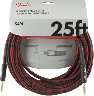 Genuine Fender Professional Series Guitar/Instrument Cable - RED TWEED - 25' ft