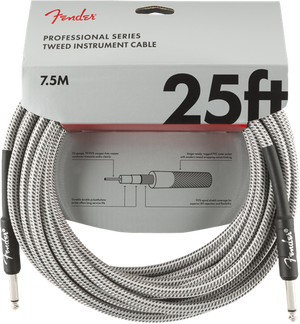 Genuine Fender Professional Series Guitar/Instrument Cable, WHITE TWEED - 25' ft