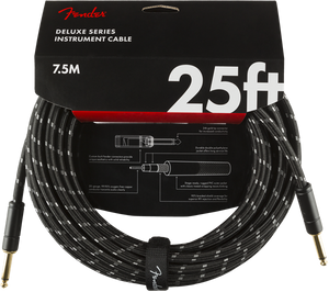 Fender Deluxe BLACK TWEED Electric Guitar/Instrument Cable, Straight Ends, 25'ft
