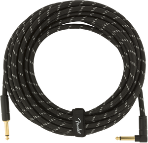 Fender Deluxe BLACK TWEED Electric Guitar Cable, Straight-Right Angle, 25' ft