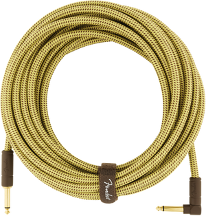 Fender Deluxe TWEED Guitar/Instrument Cable, Straight-Right Angle, 25' ft