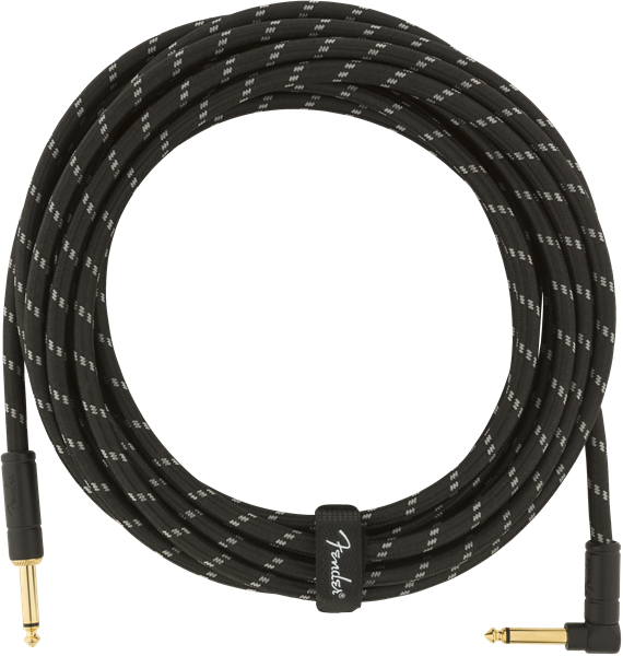 Fender Deluxe BLACK TWEED Guitar/Instrument Cable, Straight-Right Angle, 18.6'ft
