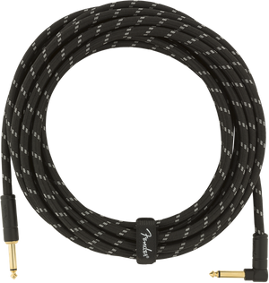 Fender Deluxe BLACK TWEED Guitar/Instrument Cable, Straight-Right Angle, 18.6'ft