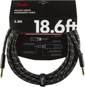 Fender Deluxe BLACK TWEED Electric Guitar Cable, Straight Connector, 18.6' ft