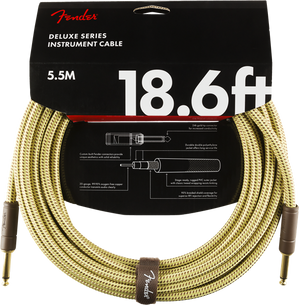 Fender Deluxe TWEED Electric Guitar/Instrument Cable, Straight Ends, 18.6' ft
