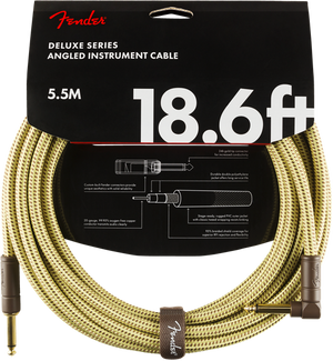 Fender Deluxe TWEED Guitar/Instrument Cable, Straight-Right Angle, 18.6' ft