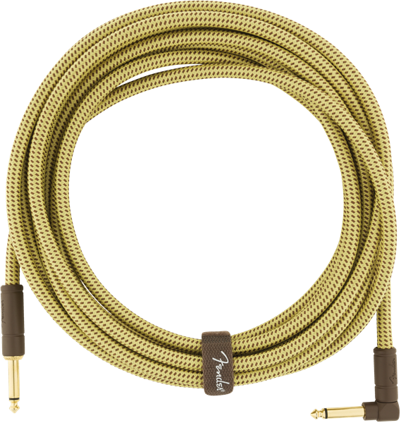 Fender Deluxe TWEED Guitar/Instrument Cable, Straight-Right Angle, 18.6' ft