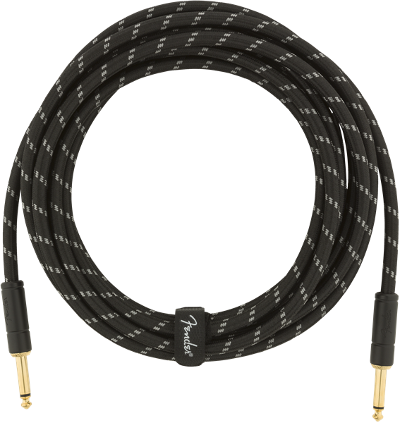 Fender Deluxe BLACK TWEED Electric Guitar/Instrument Cable, Straight Ends, 15'ft