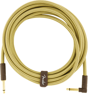 Fender Deluxe TWEED Guitar/Instrument Cable, Straight-Right Angle, 15' ft