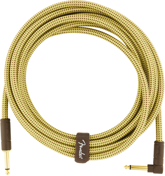 Fender Deluxe TWEED Guitar/Instrument Cable, Straight-Right Angle, 15' ft