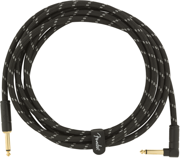 Fender Deluxe BLACK TWEED Guitar/Instrument Cable, Straight-Right Angle, 10' ft