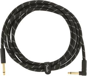 Fender Deluxe BLACK TWEED Guitar/Instrument Cable, Straight-Right Angle, 10' ft