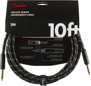 Fender Deluxe BLACK TWEED Electric Guitar/Instrument Cable, Straight Ends, 10'ft