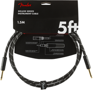 Fender Deluxe BLACK TWEED Electric Guitar/Instrument Cable, Straight Ends, 5' ft