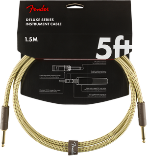 Fender Deluxe TWEED Electric Guitar/Instrument Cable, Straight Ends, 5' ft