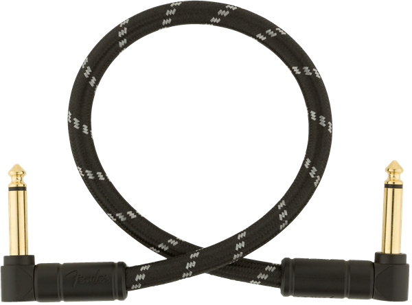 Fender Deluxe BLACK TWEED Guitar/Instrument Patch Cable, Right-Angle, 1' ft