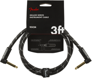 Fender Deluxe BLACK TWEED Electric Guitar/Instrument Cable, Right Angle, 3' ft