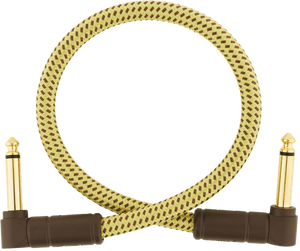 Fender Deluxe TWEED Electric Guitar/Instrument Patch Cable, Right-Angle, 1' ft