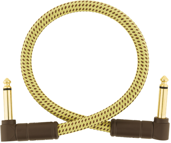 Fender Deluxe TWEED Electric Guitar/Instrument Patch Cable, Right-Angle, 1' ft