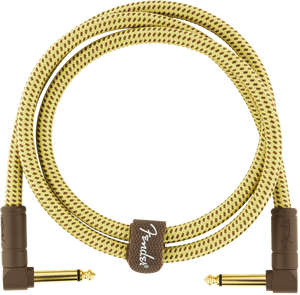 Fender Deluxe TWEED Electric Guitar/Instrument Cable, Right-Angle Ends, 3' ft