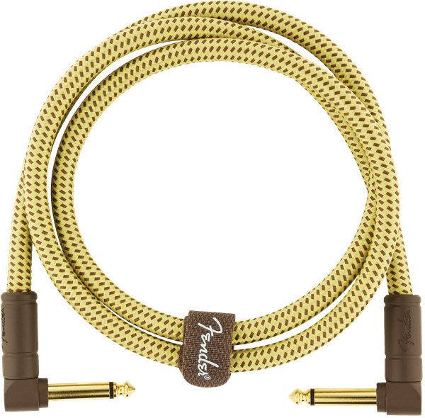 Fender Deluxe TWEED Electric Guitar/Instrument Cable, Right-Angle Ends, 3' ft