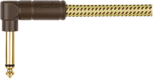 Fender Coiled Guitar/Instrument Cable YELLOW TWEED Straight to Right-Angle 30'ft