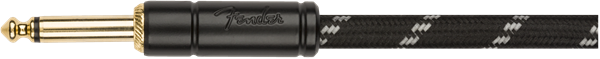 Fender Coiled Guitar/Instrument Cable, BLACK TWEED Straight to Right-Angle 30'ft