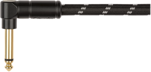 Fender Coiled Guitar/Instrument Cable, BLACK TWEED Straight to Right-Angle 30'ft