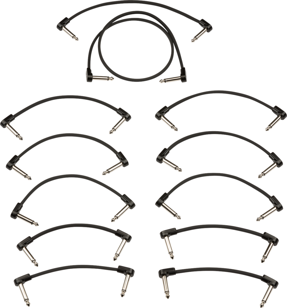 Fender Blockchain Effect Pedal Patch Cable Kit, Black, MEDIUM (12 Cables)