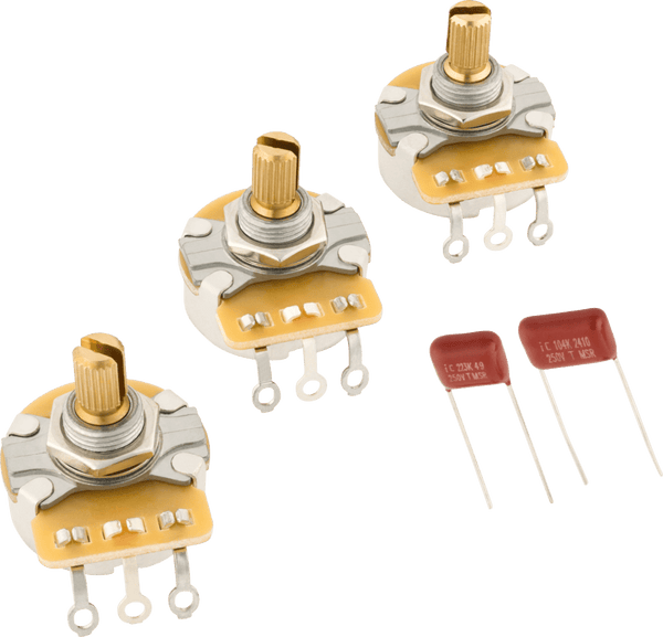 Genuine Fender Stratocaster Split Shaft Potentiometer and Capacitor Kit, 3-Pack