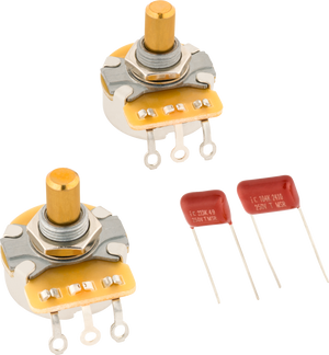 Genuine Fender Telecaster Solid Shaft Potentiometer and Capacitor Kit, 2-Pack