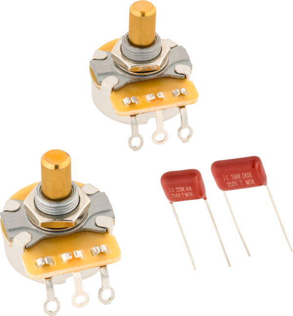 Genuine Fender Telecaster Solid Shaft Potentiometer and Capacitor Kit, 2-Pack