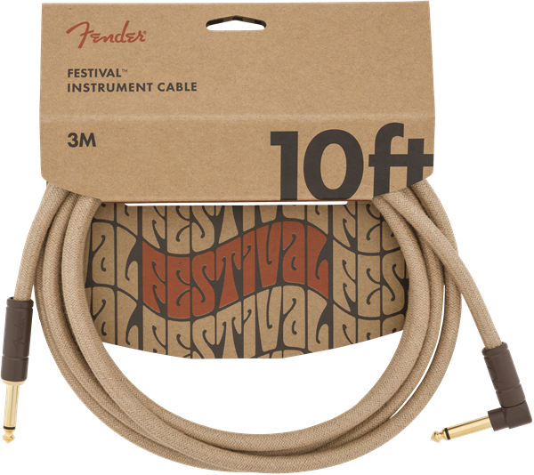 Fender Festival Instrument/Guitar Cable Eco-Friendly Pure Hemp, NATURAL 10' ft