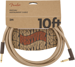 Fender Festival Instrument/Guitar Cable Eco-Friendly Pure Hemp, NATURAL 10' ft