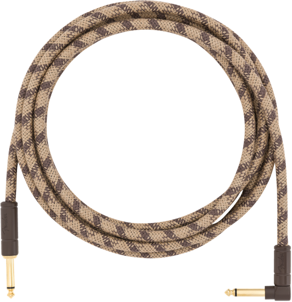 Fender Festival Instrument Cable, Pure Hemp, Right-Angle, Brown Stripe, 10' ft