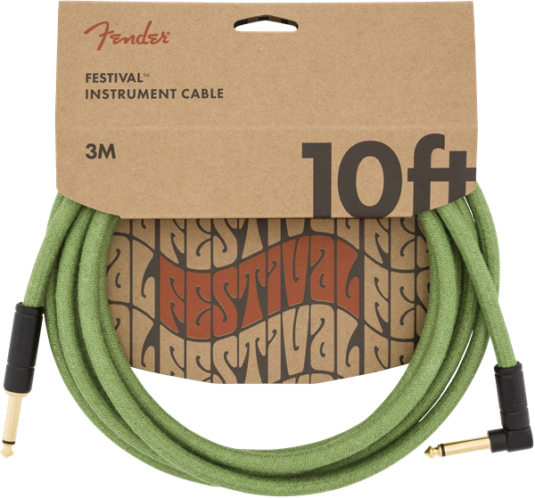 Fender Festival Instrument/Guitar Cable Eco-Friendly Pure Hemp, GREEN 10' ft