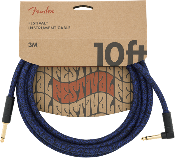 Fender Festival Instrument/Guitar Cable Eco-Friendly Hemp, BLUE DREAM 10' ft