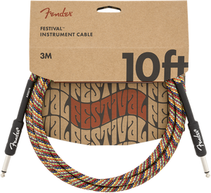 Fender Festival Instrument/Guitar Cable Eco-Friendly Pure Hemp, RAINBOW 10' ft