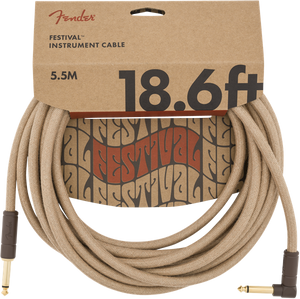 Fender Festival Instrument/Guitar Cable Eco-Friendly Pure Hemp, NATURAL 18.6' ft